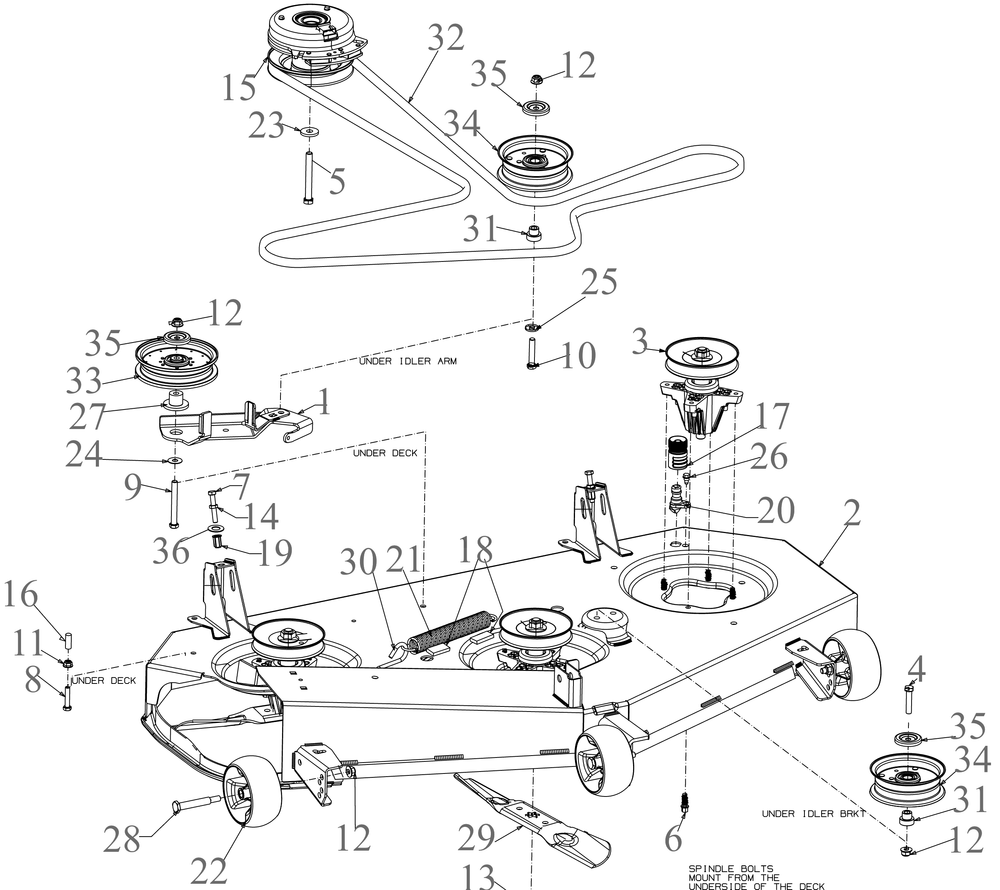 Deck Diagram and Parts List for ZT2-50KW (17RIEACO010)(2019) Cub Cadet Lawn Tractor